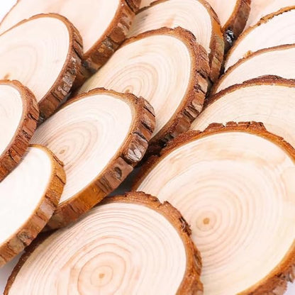 3 Inch Wood Slices (2.8-3.1”) 16 Pieces Wooden Discs Ornaments Bulk | unfinished natural wooden rounds circles blocks coasters cookies for crafts,no holes,for centerpieces,with bark - size: 2.8-3.1 Inch 16 pcs