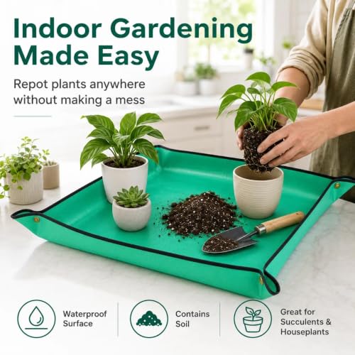 1PC Repotting Mat, Waterproof Plant Potting Mat for Indoor Gardening, Soil Change and Transplanting, Mess-Free Gardening Accessory for Plant Lovers(26 * 26Inches（66 * 66cm）) - size: 26*26Inches（66*66cm）