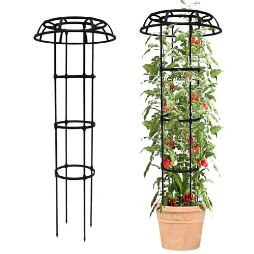 Quibbay Garden Trellis for Climbing Plants Outdoor, 53 Inch Mushroom Top Trellis for Climbing Plants, Metal Plant Flower Trellises for Vine Grape Vegetable Cucumber Tomato Trellis, 1 Pack - style: 4 Floors-10*53IN