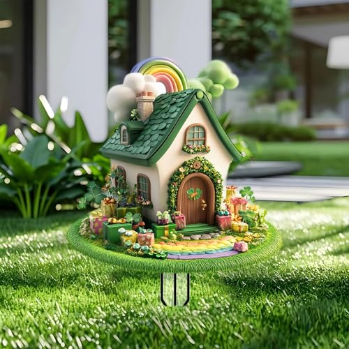House Garden Stakes Decor Yard Acrylic - 2D Spring Garden Acrylic Sign Decoration, Yard Art, Gift for Nature Lovers, for Indoor & Outdoor Flower Pots, Yard, Mini Gardens & Lawn (5.9”x5.9”) Y34