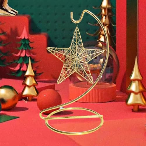 6 Inch Gold Ornament Display Stand, Metal Ornament Hanger Stand for Hanging Glass Globe, Air Plant Terrarium, Christmas Ornament, Witch Ball, Home Office Wedding Decoration (Gold)