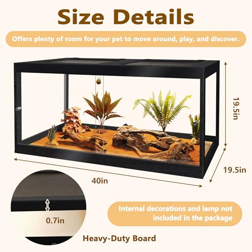 PROLEE Retile Tank,Bearded Dragon Tank,Lizard Tank with Metal Mesh Roof Door, Acrylic Panel Snake Tank with Lock Design - color: Black, size: 60 Gallons