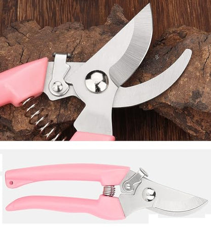 Garden Flower Shears Pruning Shears 6.9 inches Scissors Heavy Duty Plant Scissors for Cutting Flowers, Trimming Plants, Bonsai, Fruits Picking (Pink Handle) - style: Pink Handle
