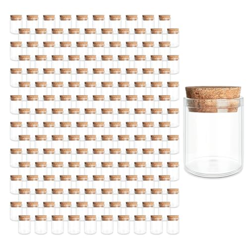 JIUYUE 160-Pack 0.17 oz (5ml) Glass Bottles & Test Tubes with Cork Stoppers - color: 160pcs