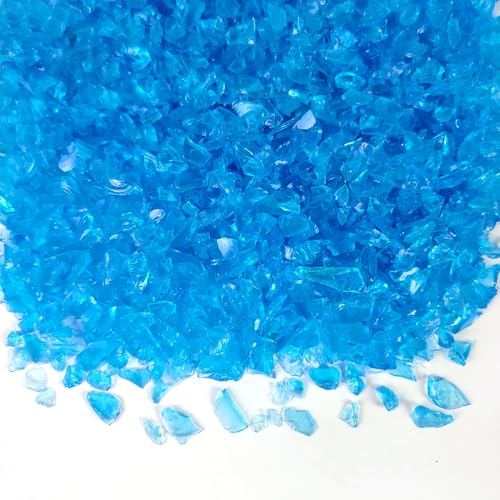 1.3 LB Crushed Glass Sand Broken Pieces Stones for Crafts,Sea Blue | Resin Arts Project,Vase Fillers Candle Holder Aquarium Decor,Succulent Terrarium Pebble Rocks,Fire Pit Fireplace - color: Sea Blue