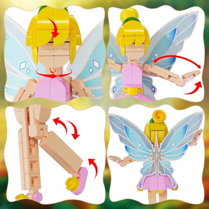 Flower Fairy Building Kit,2Pack Figure Bouquet Building Kit, for Home Decor, Christmas, and Birthday Gifts for Girls Age 8-12(Pink and Green