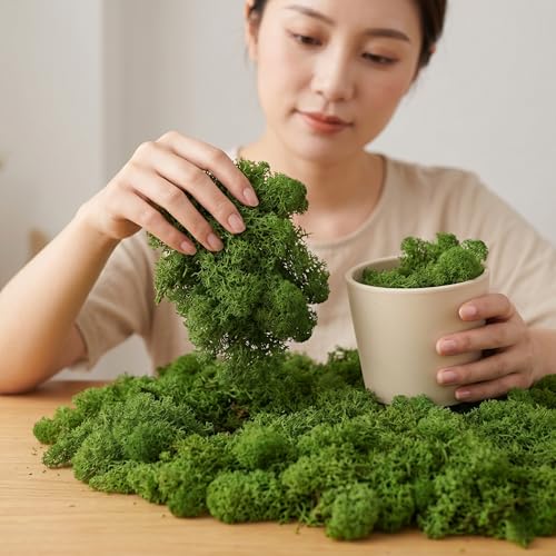 Faux Moss Mat Realistic Bionic Texture Natural Look Soft Moss for Miniature Landscapes Terrarium Bonsai DIY Decor Indoor, Dark Green - color: Dark green