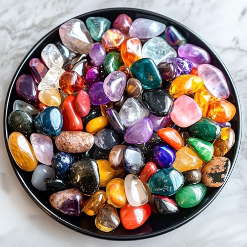 Polished Mixed Crystal Chips 200 Pcs - 0.3" Tumbled Stone Chips Crushed Sea Glass Stones Healing Reiki Crystal Making Home Decoration - color: Mixed Crystals - 18 Types, size: 0.3"