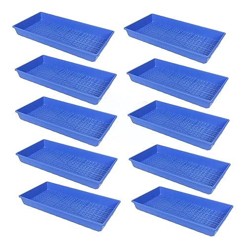 SUNPACK 10" x 20" Heavy Duty Mesh Plastic Seed Starting Tray, Blue, 2.3" (Pack of 10) - Ensures Water Drainage and Aeration, Perfect for Greenhouses or Indoor Gardening - color: Blue