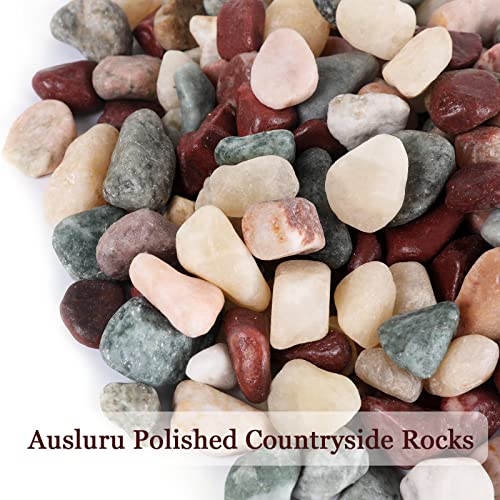 5lbs Natural River Rocks, Polished Pebbles for Plants Garden, 0.3-0.8 inch Decorative Countryside Stones, Ideal for Fish Tank, Vases, Home Decor and Garden Landscaping,Countryside - size: 5 Pounds, style: Countryside