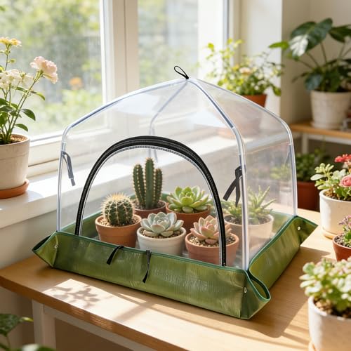 36" Tabletop Plant Cover w/Waterproof Base Ventilation Window for Winter - color: 36*36*35.5 - 2PCS