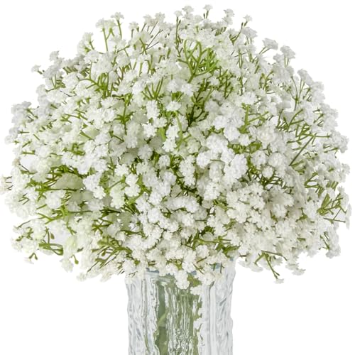 Sukh 10 Babys Breath Artificial Flowers - White Fake Gypsophila for Wedding - color: Length-20inch
