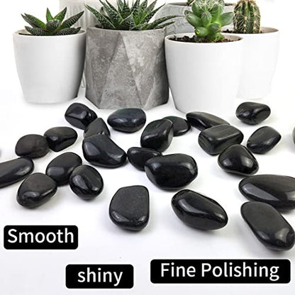 1-2.2 Inch High Decorative Black River Rocks, 5LB Polished Stones, Pebbles for Landscaping, Fish Tank, Garden, Vase Filling Pebbles, Outdoor Decorative River Rocks - size: 5LB, style: Black