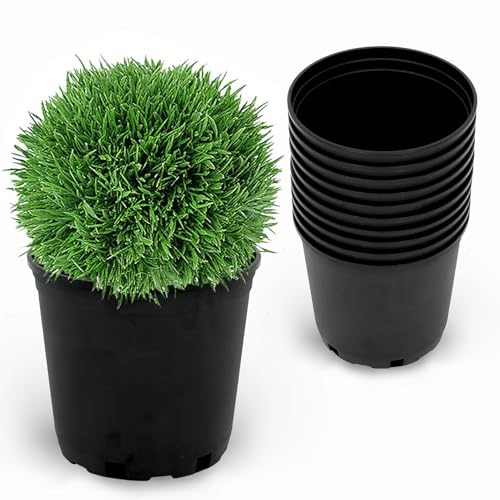10-Pack 2 Gallon Round Planter Nursery Pots, Flower Plant Container Injection Molded Plastic Nursery Pots Gardening Pots for Indoor Outdoor Vegetables, Succulents, Black - color: Black, size: Round-2Gallon-10pcs