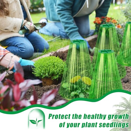 UQM 30 Pack Garden Cloches for Plants with Rotary Vent Cover Reusable | Bell Plant Protector Garden Protection from Animals Snails Birds Chickens Insect, 9.18" H X7.56 D (Green) - color: Green-30pc