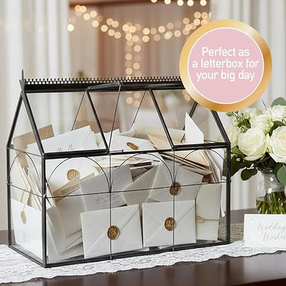 D'Eco Glass Greenhouse Plant Terrarium, Centerpiece & Wedding Letterbox | Tabletop Geometric Planter Terrarium, Dims 10x4.5x9", Fill with Succulents, Moss, Air Plants, Ferns & Seasonal Home Decor - size: Greenhouse