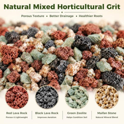 18 Pounds Mix Horticultural Lava Rocks, 5-8 mm Lava Rocks for Plants, Bonsai Rocks Horticultural Grit Soil Cover Gravel for Succulents and Hydroponics, Fairy Gardening, Top Dressing, Plant Drainage - size: 0.2-0.3 inch, style: Mix lava/ 18 pounds