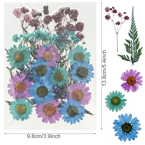 Woohome 110PCS Real Pressed Flowers, Dried Pressed Flowers Colorful Real Pressed Flowers for Resin Nail Art Scrapbooking Candle Jewelry Making Real Dried Pressed Flowers Resin Supplies Kit - color: 1