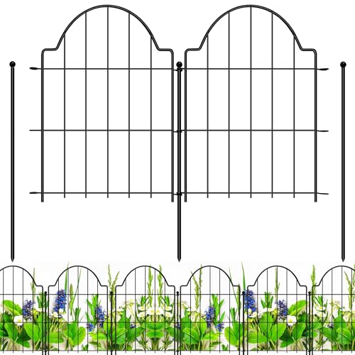 Decorative Garden Fences 17in x 26.9ft, 26 Pack Outdoor Fencing Animal Barrier Dog Border, Metal Wire Fence Panels for Garden Decor, Flower Bed Edging Borders for No Dig Patio Yard - size: 17in(H)x26.9ft(L)