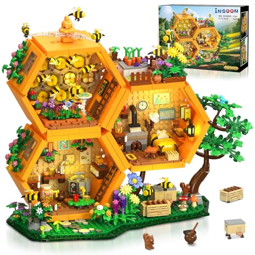 INSOON Bee House Building Set with Lights for Adults, Farm Treehouse Kit