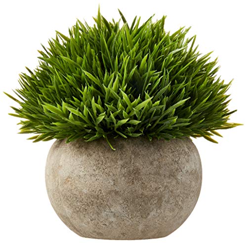 Ogrmar Mini Plastic Faux Plants in Pot/Small Topiary Shrubs Green Grass | Small Fake Plant in Pot Fake Greenery No Maintenance Needed, Lightweight, Adds Natural Style to Bathroom, House Decorations - color: Green Grass