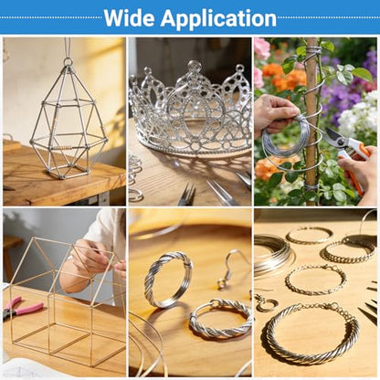 3 Rolls Aluminum Craft Wire Kit with Side Cutter Pliers, Multi-Size [18/12/9] Gauge, Flexible Metal Wire Set for Jewelry Making, Bonsai and Sculpting (98.4 Ft Total, 32.8 Ft/Roll, Gold) - size: 3 Gauges Set 32.8Ft Each, style: Gold