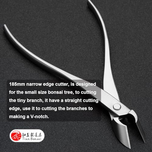 Straight Narrow Edge Cutter Professional Grade Branch Cutter Alloy Steel Bonsai Tools Equip With Tool Bag (MT-SE-185N Designed For Small Size Bonsai Trees)