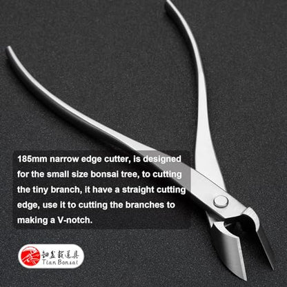 Straight Narrow Edge Cutter Professional Grade Branch Cutter Alloy Steel Bonsai Tools Equip With Tool Bag (MT-SE-185N Designed For Small Size Bonsai Trees)
