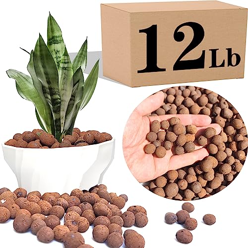 Voulosimi Clay Pebbles Organic Ceramsite Grow Media for Horticultural,Orchids,Drainage (12LB) - color: 12LB