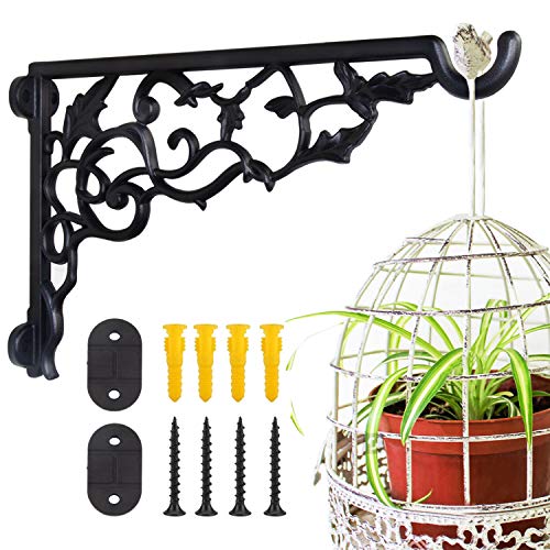 Heavy Duty Plant Hanger Bracket, 13" Aluminum Wall Hanging Plants Brackets | 120 LB Capacity, Rust Proof Hanging Plant Bracket for Outside Porch Patio, Bracket for Heavy Planters Bird Feeders, Lanterns - style: Rose vine shape
