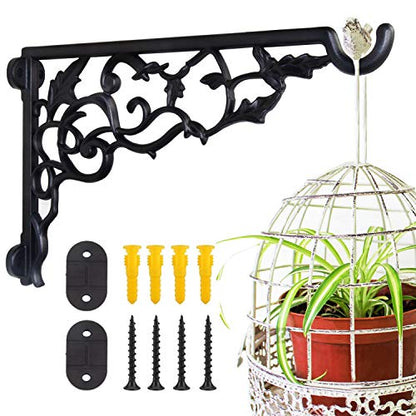 Heavy Duty Plant Hanger Bracket, 13" Aluminum Wall Hanging Plants Brackets | 120 LB Capacity, Rust Proof Hanging Plant Bracket for Outside Porch Patio, Bracket for Heavy Planters Bird Feeders, Lanterns - style: Rose vine shape