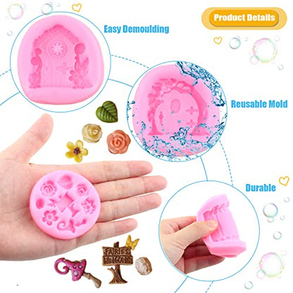 Garden Fairy Gnome Home Door Fondant Silicone Mold Set of 6 - color: Style B