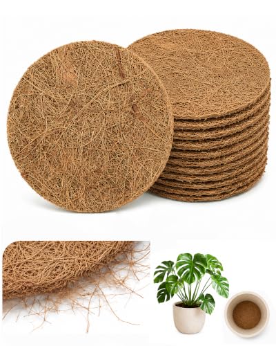 Coco Coir Drainage Mesh Pads for Flower Pots, 12 Pcs Pot Hole Covers(4inch,12pcs) - size: 4inch,12pcs
