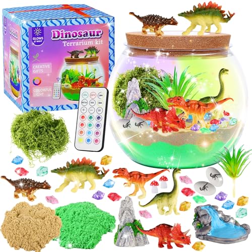 Gifmore Dinosaur Light Up Terrarium Kit for Boys Ages 4-12, DIY Dinosaur Crafts Toy Set, Birthday Presents for Kids Boys - color: Dinosaur Kit