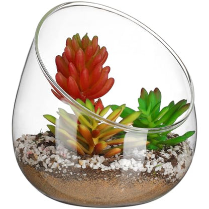 HANABASS Glass 1pc Wedding Cut Event Candle Orb Fish Indoor Floral Containers Slant Bowl Stand Bottle Plant Vase Center Micro Decoration Globe Lifelike Succulents Home Decor