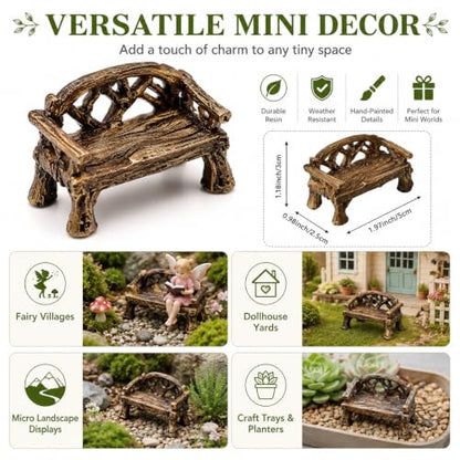 Miniature Resin Garden Bench, Fairy Village Dollhouse Accessory, Fairy Garden Furniture Ornaments