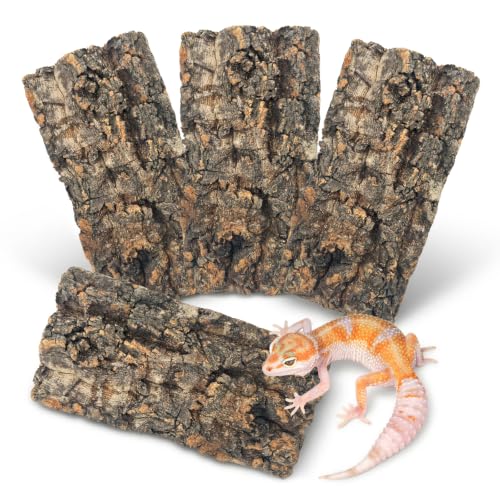 4 Pcs Natural Cork Bark, Reptile Cork Bark 3.9x7.9 Inches, Cork Bark Climbing Mat for Reptiles Turtle Dragon Lizard Geckos Bearded Geckos Frogs, Terrarium Background Habitat Decor - color: 3.9x7.9 Inches-4pcs