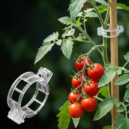 200PCS Plant Support Clips, Reusable Tomato Clips for Trellis, Plastic Garden Clips for Tomatoes, Cucumbers, Grapes, Peppers and Climbing Plants, Snap-On Vine Support Clips