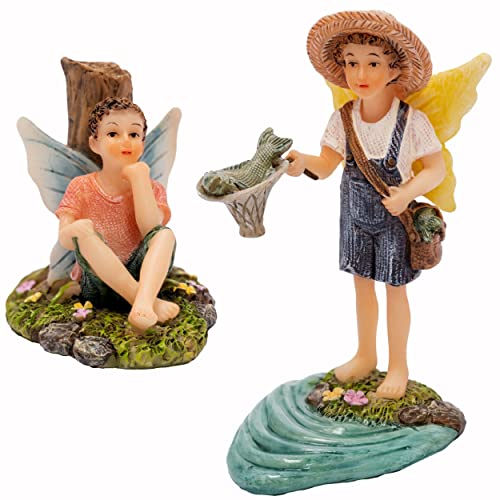 PRETMANNS Fairy Garden Accessories Outdoor Fairy Figurines, 2-Piece Set