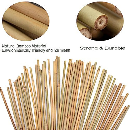 Plant Stakes 50Pcs 18IN,POLIUMB Premium Natural Bamboo Stakes Garden Stakes | Bamboo Sticks Support for Indoor and Outdoor Plants,Poles Sticks for Tomatoes, Beans,Flowers,Trees Potted and Climbing Plants - size: 18Inches