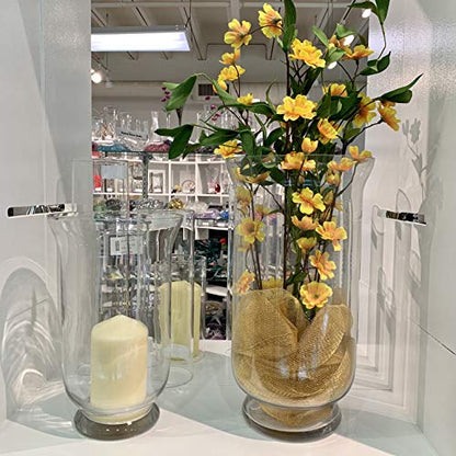 WGV Unique Bouquet Vase, 7" W, 12" H, Clear Short Hurricane Glass Candle Holder, Floral Planter Terrarium, Home Wedding Event Decor, 1 Piece (VHV0812) - size: Hurricane 12"H