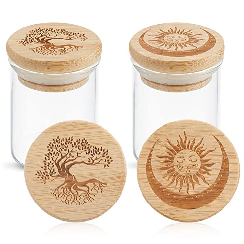 2 Packs Glass Storage Jar with Decorative Airtight Bamboo Lid