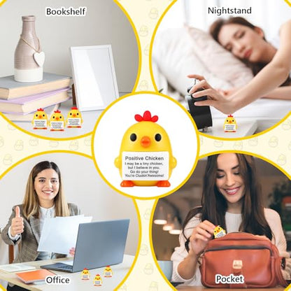 Gejoy 25 Pcs Mini Rubber Chicken Toys Positive Mini Chickens Figures | Tiny Figurines to Hide, Chicken Gifts with Motivational Quote, Birthday Encouragement Gifts for Coworker Desk Decor - style: Chicken