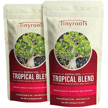 Bonsai Outlet Tropical Bonsai Soil - Tinyroots Fast Draining Pre-Mixed Bonsai Potting Soil Mix, Perfect for Healthy Cacti and Bonsai Growth, 4 Quarts - size: 4 Quarts