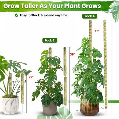 DUSPRO 2 Pack 22" White Stackable Mesh Moss Pole for Plants - color: 2pcs White