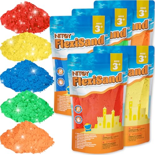 NiToy FlexiSand Toy Sand Self-Sticking Non-Toxic Moldable, Vibrant Colors | Eco-Friendly Individually Packed for Easy Storage Never Dries Out Perfect to Grip Squeeze Knead and Shape - color: Vibrant Colors