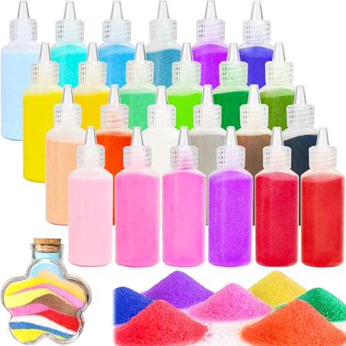 Panxxsen 24PCS Colored Art Sand Kit, 1.25oz Bottles DIY Craft Set for Adults, Scenic Terrarium Sand for Art Projects, Home Décor, Wedding Decorations, and Relaxing Creative Activities - size: 24 PCS