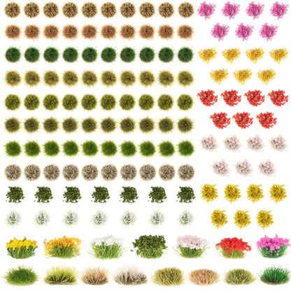 129 Pcs Static Grass Tuft Model Artificial Model Miniature Flowers Cluster
