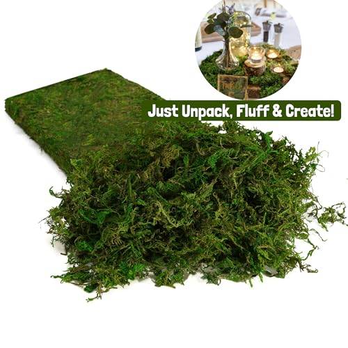 USMOLA Green Moss for Crafts - 4OZ Fake Moss for Indoor Plants, Terrariums, Fairy Gardens & Tabletop Displays | Perfect for Miniature Scenes, Pot Filler & Home Decor Projects