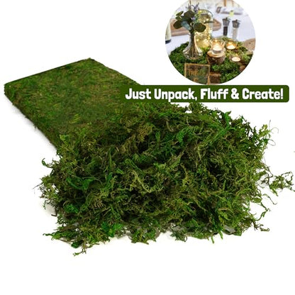 USMOLA Green Moss for Crafts - 4OZ Fake Moss for Indoor Plants, Terrariums, Fairy Gardens & Tabletop Displays | Perfect for Miniature Scenes, Pot Filler & Home Decor Projects